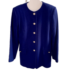 Oleg Cassini Classic Blue Skirt And Jacket Suit